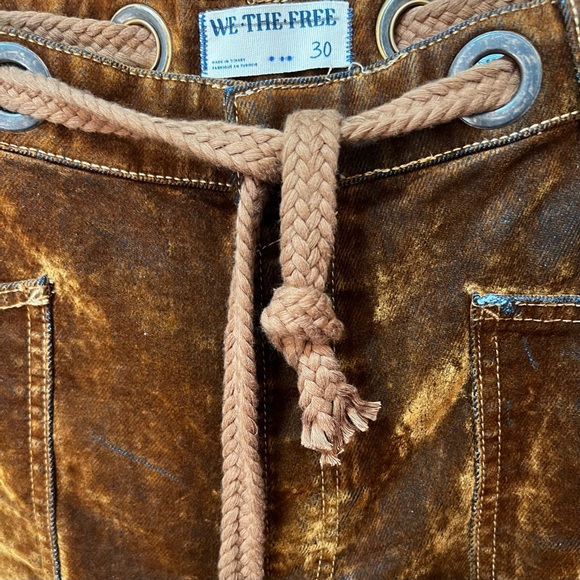 We The Free by FREE PEOPLE: “Moxie Flocked” Low Slung Barrel Jeans in RUST…NWT - Picture 9 of 12